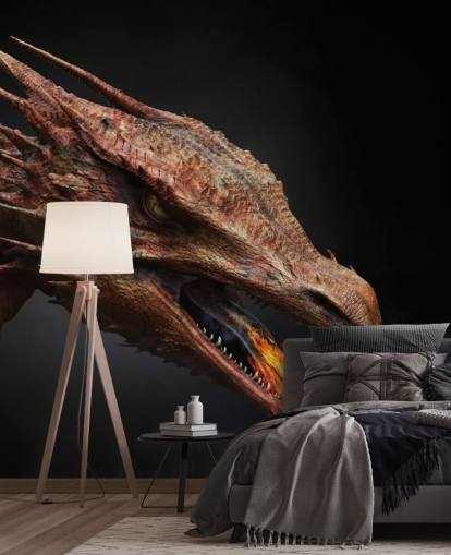 Red Fire Breathing Dragon Mural