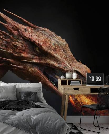 Red Fire Breathing Dragon Mural