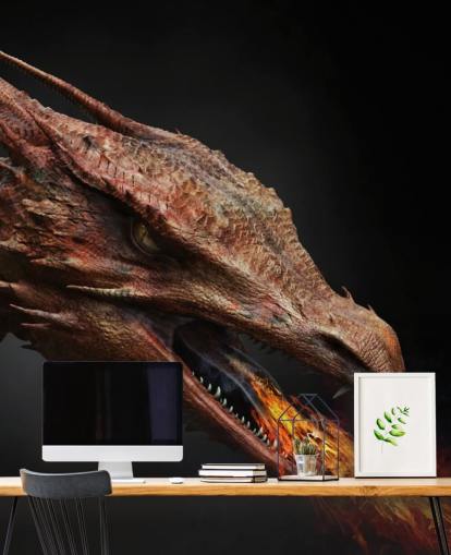 Red Fire Breathing Dragon Mural