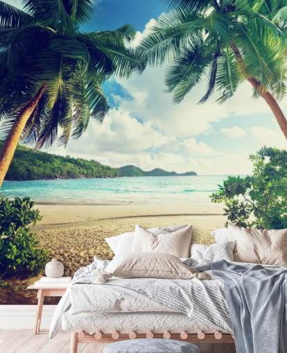 Sunset on Beach, Mahe Island, Seychelles Mural