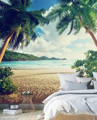 Sunset on Beach, Mahe Island, Seychelles Mural