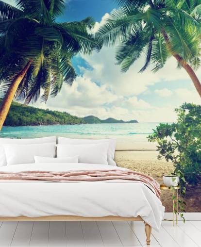 Sunset on Beach, Mahe Island, Seychelles Mural