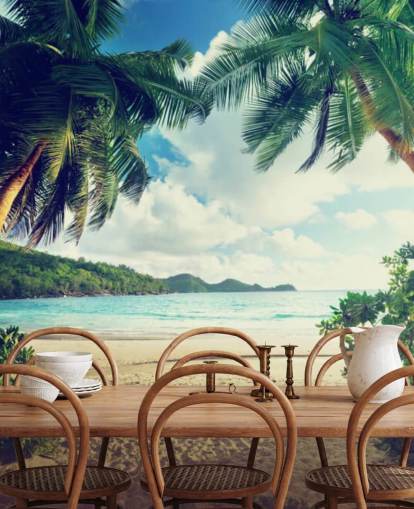 Sunset on Beach, Mahe Island, Seychelles Mural