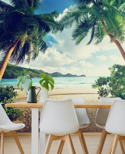 Sunset on Beach, Mahe Island, Seychelles Mural