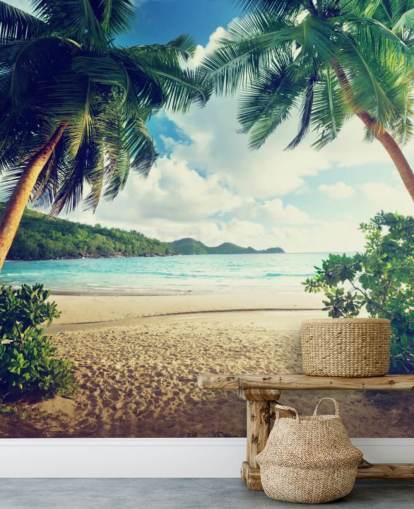 Sunset on Beach, Mahe Island, Seychelles Mural