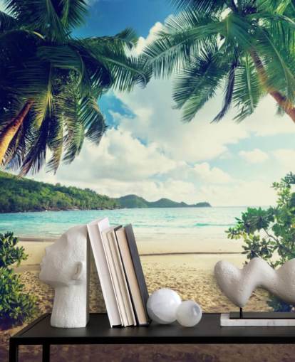 Sunset on Beach, Mahe Island, Seychelles Mural