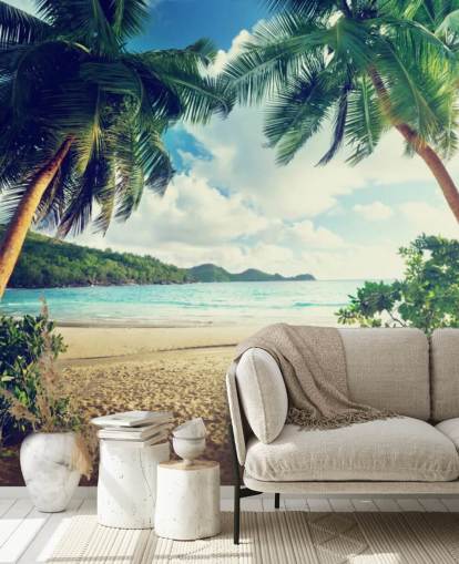 Sunset on Beach, Mahe Island, Seychelles Mural