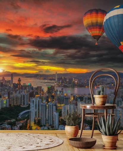 Kuumailmapallo Hongkongin yli Hot Air Balloon over Hong Kong Wallpaper