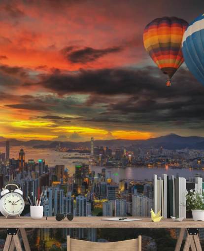 Globo aerostático sobre Hong Kong Hot Air Balloon over Hong Kong Wallpaper Globo aerostático sobre Hong Kong Hot Air Balloon over Hong Kong Wallpaper