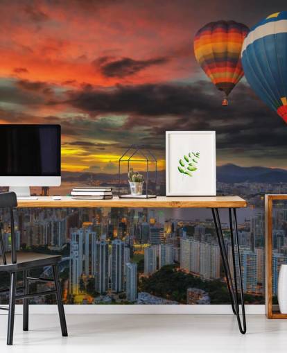Globo aerostático sobre Hong Kong Hot Air Balloon over Hong Kong Wallpaper