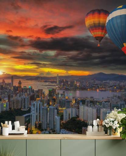 Globo aerostático sobre Hong Kong Hot Air Balloon over Hong Kong Wallpaper