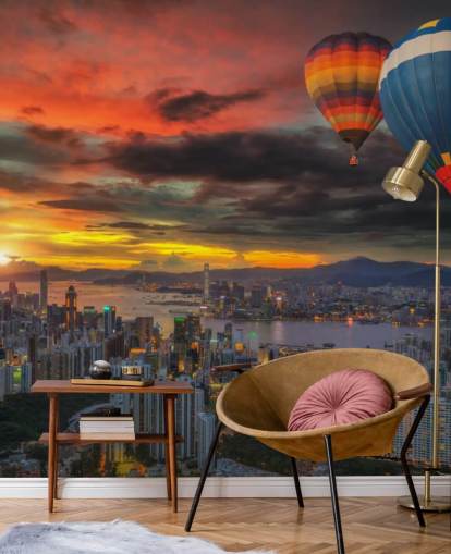 Mongolfiera su Hong Kong Hot Air Balloon over Hong Kong Wallpaper