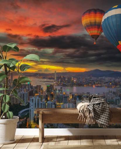 Hot Air Balloon over Hong Kong Hot Air Balloon over Hong Kong Wallpaper