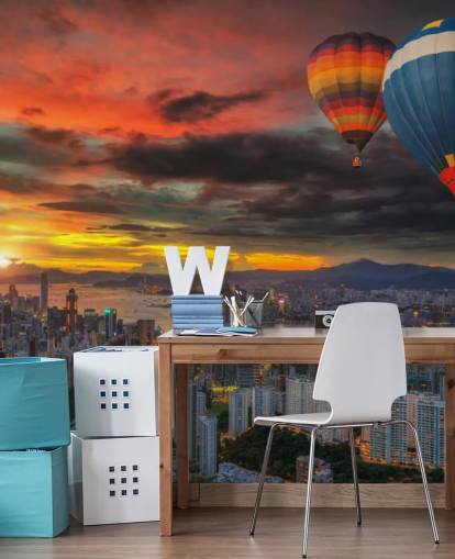 Hot Air Balloon over Hong Kong Hot Air Balloon over Hong Kong Wallpaper