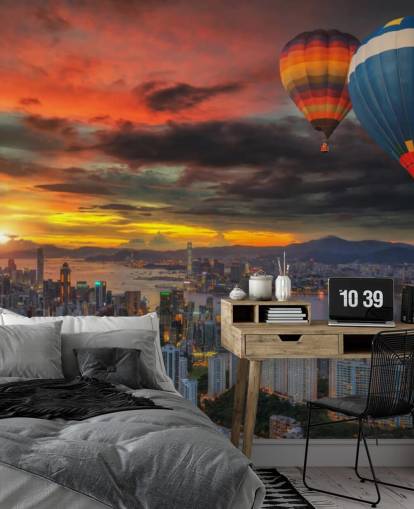 Mongolfiera su Hong Kong Hot Air Balloon over Hong Kong Wallpaper