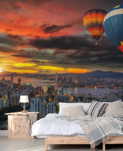 Kuumailmapallo Hongkongin yli Hot Air Balloon over Hong Kong Wallpaper