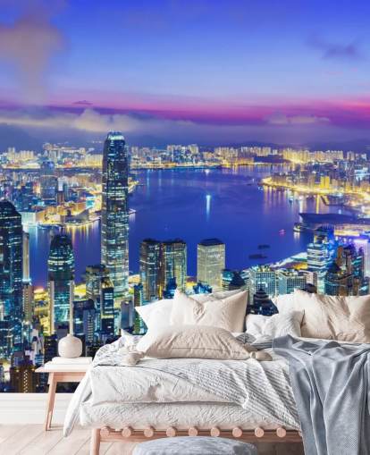 fondo de pantalla de hong kong en la noche