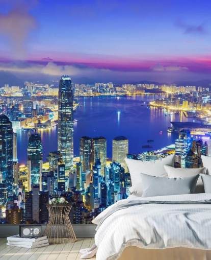 fondo de pantalla de hong kong en la noche
