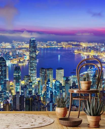 fondo de pantalla de hong kong en la noche