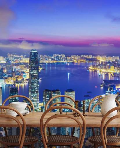 blue lit hong kong at night wallpaper blue lit hong kong at night wallpaper