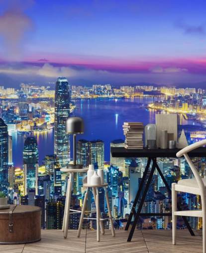 fondo de pantalla de hong kong en la noche