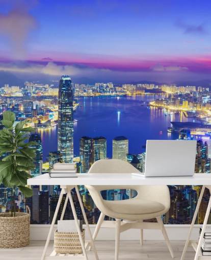 blue lit hong kong at night wallpaper blue lit hong kong at night wallpaper