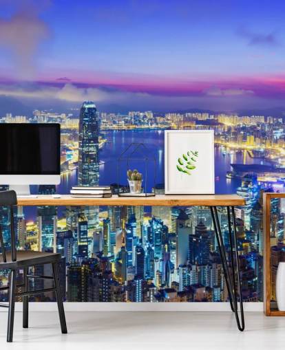 fondo de pantalla de hong kong en la noche