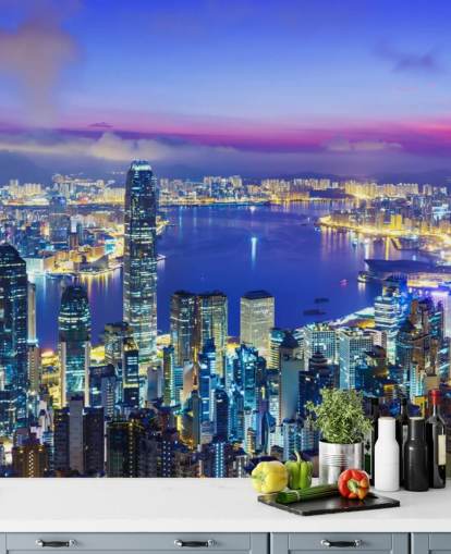 fondo de pantalla de hong kong en la noche