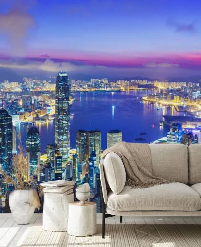 fondo de pantalla de hong kong en la noche