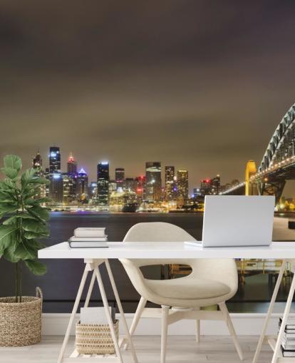di notte sydney bridge carta da parati