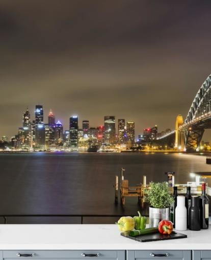's nachts sydney bridge behang