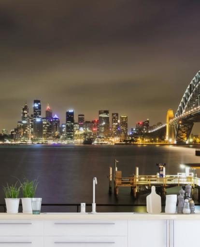 om natten sydney bridge tapet