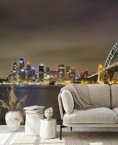 yöllä sydney bridge tapetti