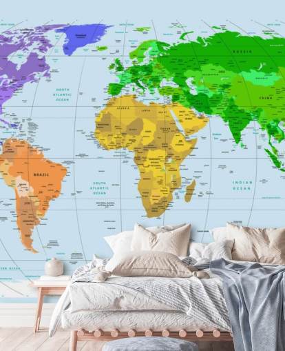 Decorazione murale con mappa dai colori vivaci