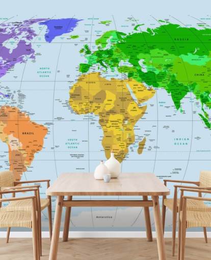 Vibrantly Colored Map Wall Mural