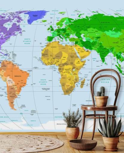 Decorazione murale con mappa dai colori vivaci