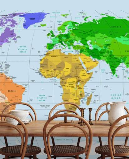 Vibrantly Colored Map Wall Mural
