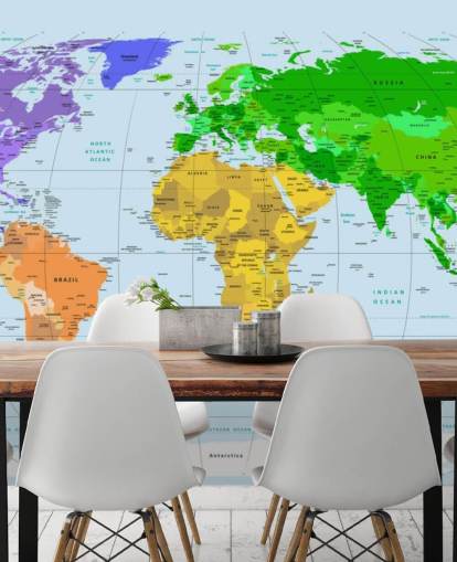 Mural de parede com mapas de cores vibrantes