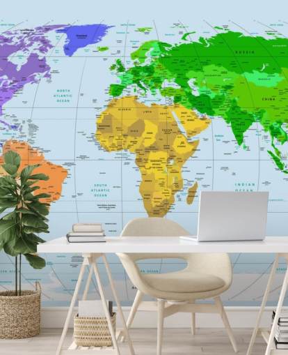 Vibrantly Colored Map Wall Mural Vibrantly Colored Map Wall Mural