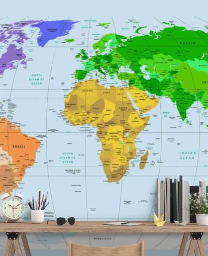 Decorazione murale con mappa dai colori vivaci