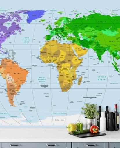 Decorazione murale con mappa dai colori vivaci