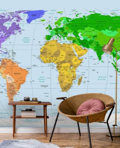 Mural de parede com mapas de cores vibrantes