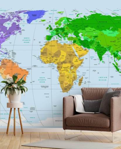 Decorazione murale con mappa dai colori vivaci