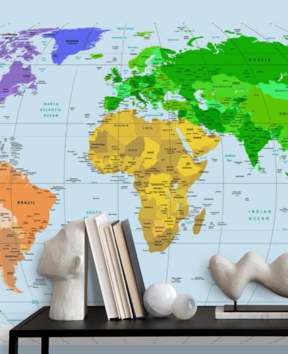 Vibrantly Colored Map Wall Mural Vibrantly Colored Map Wall Mural