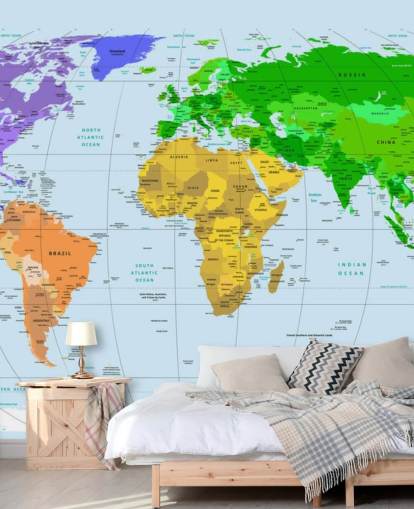 Mural de pared con mapa de colores vibrantes Mural de pared con mapa de colores vibrantes