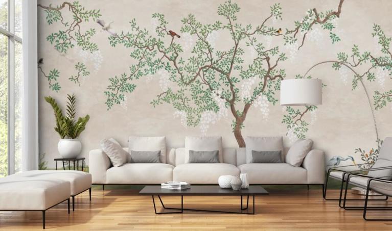 Oriental Garden Chinoiserie Wall Wallpaper  lifencolors