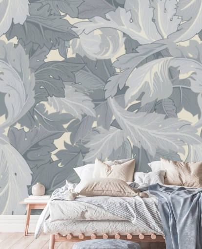 blå blomsterhave vægmaleri af William Morris