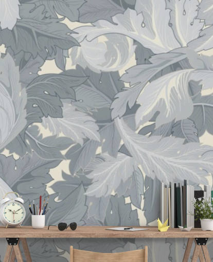 peinture murale d'un jardin de fleurs bleues par William Morris