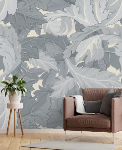 blue flower garden mural by William Morris