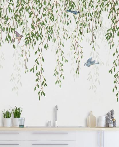 papier peint mural de chinoiserie personnalisable blanc et vert appelé Chinoiserie Chandelier pour chambres papier peint mural de chinoiserie personnalisable blanc et vert appelé Chinoiserie Chandelier pour chambres